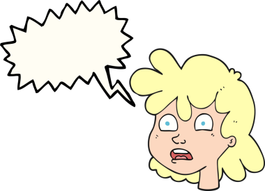 Bir insan tarafından çizilmiş serbest konuşma balonu kadın yüzü.