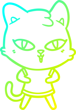 Bir insan tarafından çizilen çizgi film kedisinin soğuk gradyan çizgisi.