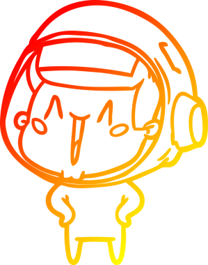 Bir insan tarafından çizilmiş mutlu bir astronotun sıcak çizgi çizimi