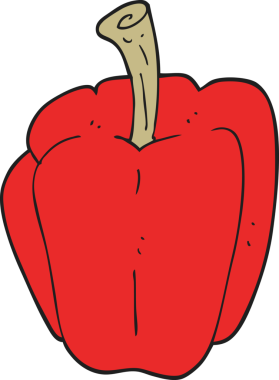 Bir insan tarafından çizilen biberin düz renk çizimi