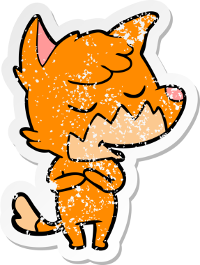 Bir insan tarafından çizilmiş dost canlısı bir tilkinin sıkıntılı çıkartması.