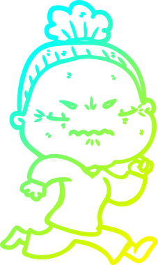 Bir çizgi film çizimi, bir insan tarafından çizilmiş yaşlı bir kadını rahatsız ediyordu.