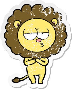 Bir insan tarafından çizilmiş yorgun bir aslanın sıkıntılı çıkartması.