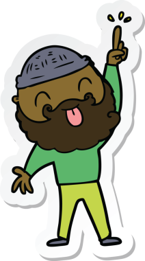 Bir insan tarafından çizilmiş sakallı bir adamın çıkartması.