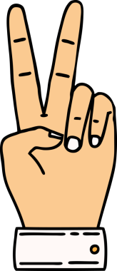 Retro Dövme Tarzı Barış sembolü Bir insan tarafından çizilmiş iki parmak hareketi