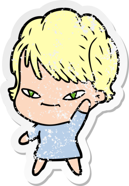 Bir insan tarafından çizilmiş mutlu bir karikatür çıkartması.