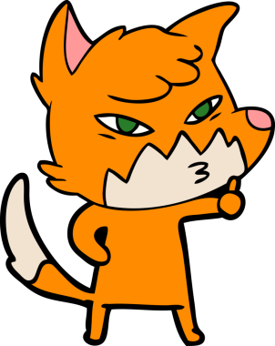 Bir insan tarafından çizilmiş akıllı çizgi film tilkisi.