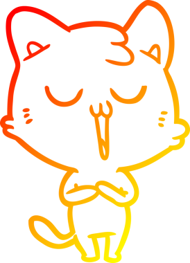 Bir insan tarafından çizilmiş çizgi film kedisinin sıcak çizgi çizimi