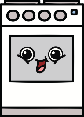 Bir insan tarafından çizilmiş güzel bir mutfak fırını karikatürü.