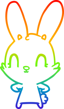 Gökkuşağı gradyan çizgisi. Bir insan tarafından çizilmiş şirin bir tavşan çizimi.