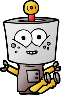 Bir insan tarafından çizilmiş mutlu çizgi film robotu