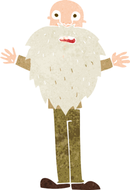 Bir insan tarafından çizilmiş sakallı yaşlı bir adam.