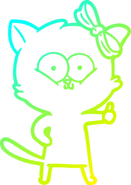 Bir insan tarafından çizilen çizgi film kedisinin soğuk gradyan çizgisi.