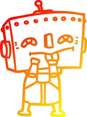 Bir insan tarafından çizilen çizgi film robotunun sıcak çizgi çizimi