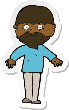 Bir insan tarafından çizilmiş mutlu bir adamın çıkartması.