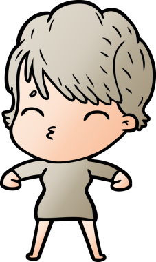 Bir insan tarafından çizilmiş bir çizgi film kadını.