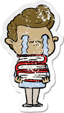 Bir insan tarafından çizilmiş ağlayan bir karikatürcünün sıkıntılı çıkartması.