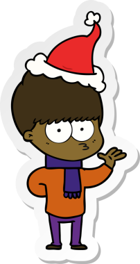 Bir insan tarafından çizilmiş Noel Baba şapkası takan bir çocuğun çizilmiş el yazısı.