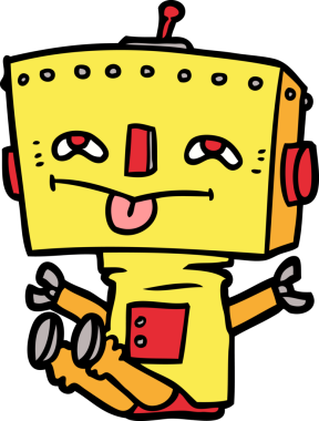 Bir insan tarafından çizilmiş çizgi film robotu