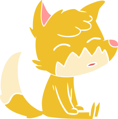 Bir insan tarafından çizilmiş düz renkli tilki çizimi