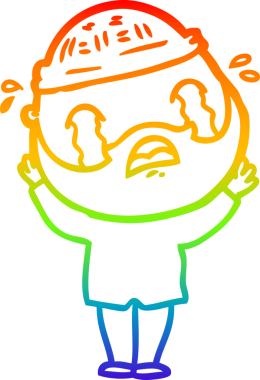 Bir insan tarafından çizilmiş ağlayan sakallı bir adamın çizimi.