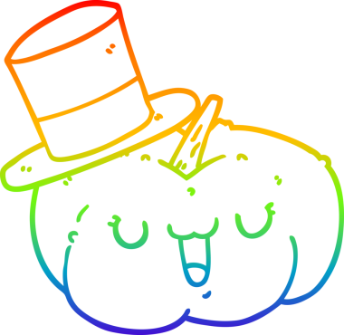 gökkuşağı gradyan çizgi çizimi bir insan tarafından çizilmiş bir balkabağı şapkası