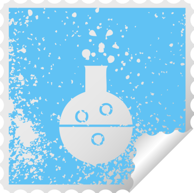 Bir insan tarafından çizilmiş bir kimya tüpünün kare soyma etiketi.