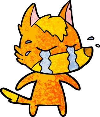 Bir insan tarafından çizilmiş üzgün küçük tilki çizgi film karakteri.