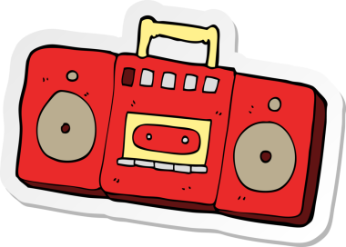 Bir insan tarafından çizilmiş bir radyo kaset çaların çıkartması.