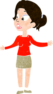 Bir insan tarafından çizilen bir şeyi açıklayan güzel bir kadın.