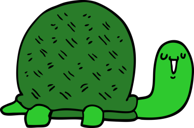 Bir insan tarafından çizilmiş şirin karikatür kaplumbağası.