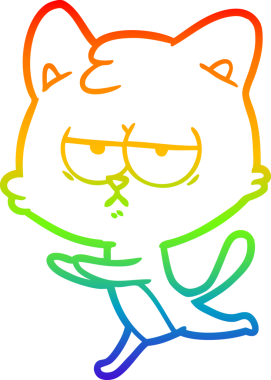 gökkuşağı gradyan çizimi bir insan tarafından çizilmiş sıkılmış çizgi film kedisi