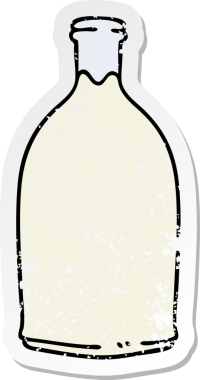 İnsan eliyle çizilmiş garip bir süt şişesinin sıkıntılı çıkartması.