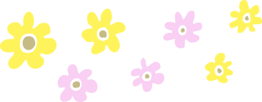 Bir insan tarafından çizilmiş düz renkli karikatür desenli çiçekler