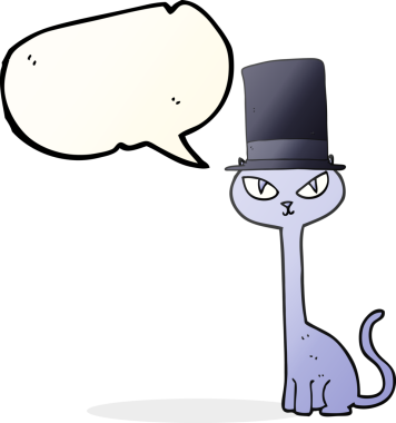 Bir insan tarafından çizilmiş serbest konuşma balonu karikatürü havalı kedi.