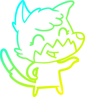 Bir insan tarafından çizilmiş mutlu bir tilkinin soğuk çizgi çizimi.