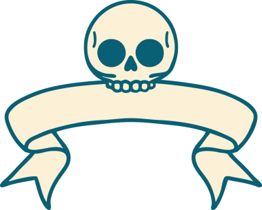 Bir insan tarafından çizilmiş geleneksel bir kafatası dövmesi.