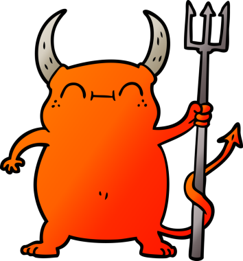 Bir insan tarafından çizilmiş küçük şeytan.