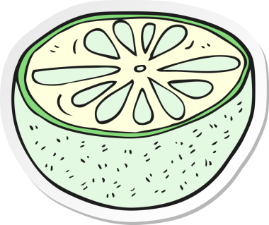 Bir insan tarafından çizilmiş yarım karpuz çıkartması.