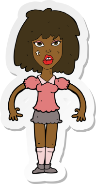 Bir insan tarafından çizilmiş bir karikatür kız dövüşünün çıkartması.