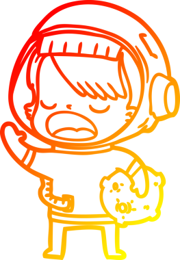 Bir insan tarafından çizilmiş meteor tutan bir uzay kızının sıcak çizgi çizimi