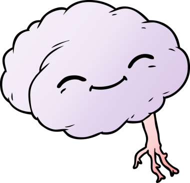 bir insan tarafından çizilmiş mutlu bir beyin.