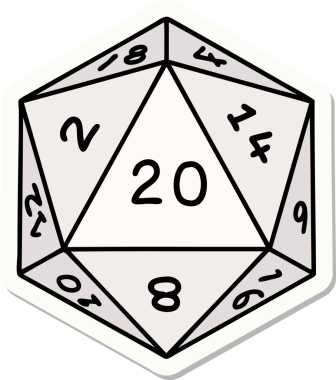 Bir insan tarafından çizilmiş doğal 20 D20 zar etiketi.
