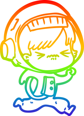 Gökkuşağı gradyan çizimi kızgın bir çizgi film kızı bir insan tarafından çizilmiş