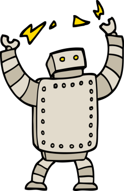 Bir insan tarafından çizilmiş karalama tarzı dev robot.