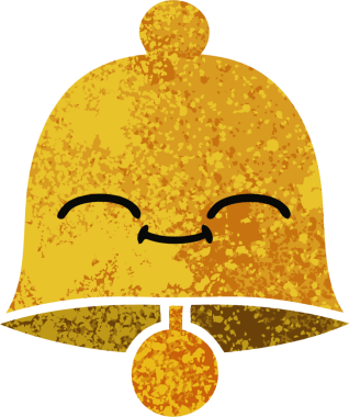 Bir insan tarafından çizilmiş bir çanın retro çizim tarzı karikatürü