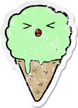 Bir insan tarafından çizilmiş karikatür dondurmasının sıkıntılı çıkartması.