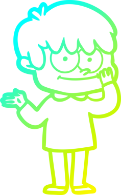 Bir insan tarafından çizilmiş mutlu bir çizgi film karakteri çizimi.