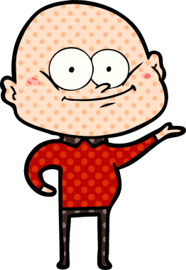 Bir insan tarafından çizilmiş kel bir adam.