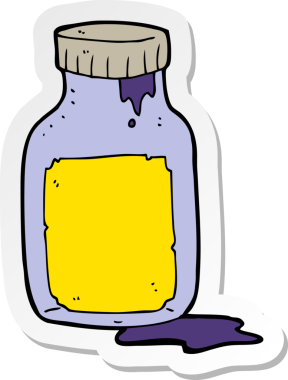 Bir insan tarafından çizilmiş öksürük şurubu çıkartması.